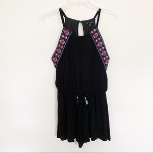 NWT As U Wish Black Embroidered Romper